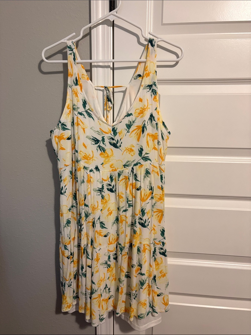 Ces Femme White Mini Dress with Yellow Floral Print